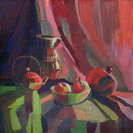 Натбюморт в красно-зелёных тонах