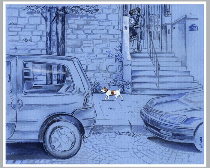 Фанцузская собачка возвращается домой