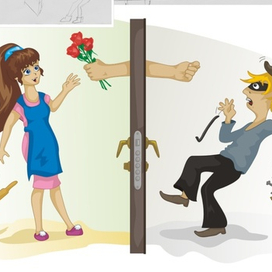 Девушка, дверь, вор