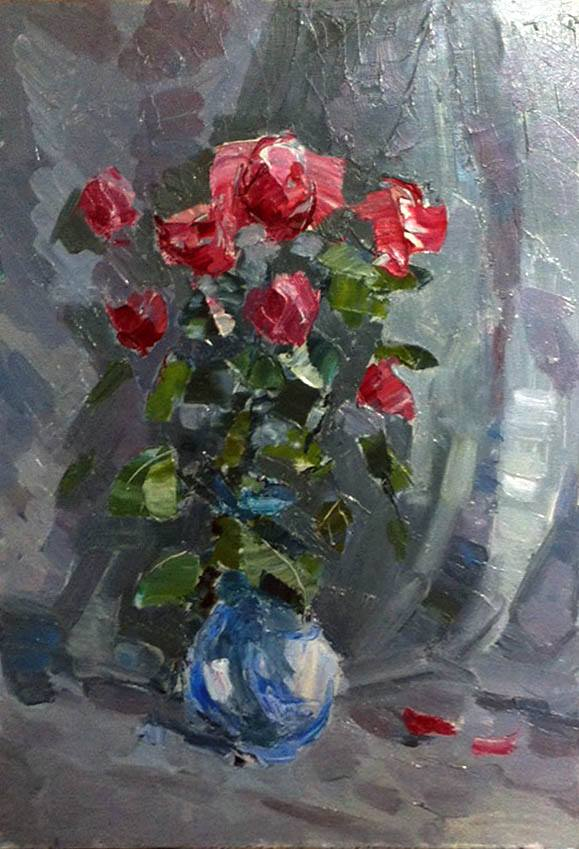 Этюд мастихином "Розы" х., м.