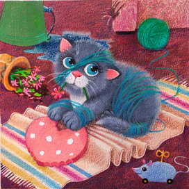 Иллюстрация к стихотворению "У меня к тебе мур-мур" Ксении Валаханович