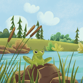 Жаба на озере