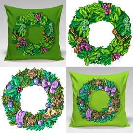 Серия иллюстраций-принтов "Рождественский венок"