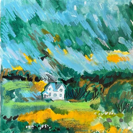 пейзаж одинокий домик