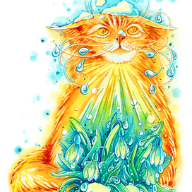 Кот. Рыжий, солнечный, весенний.