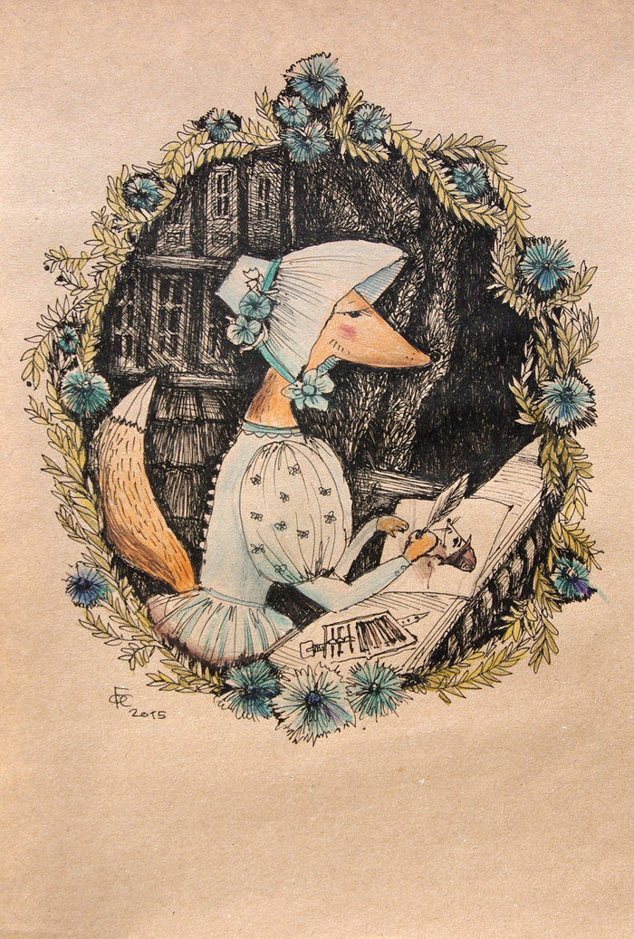 Лисица-дама рисует