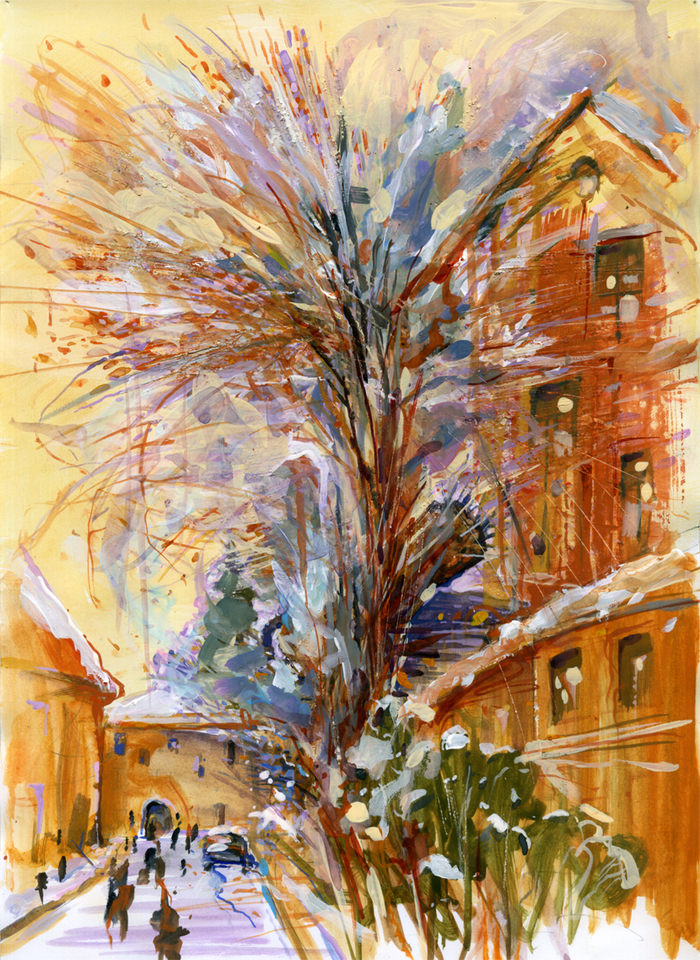 Author's illustration. Color illustration of Dostoevsky.