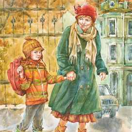 Из школы с бабушкой.