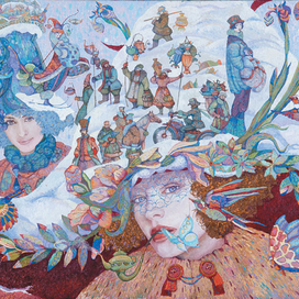 «Мороз, ярмарка, снежный пух, бордовый подбой».