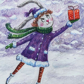 Зайка-фигуристка спешит доставить подарочек