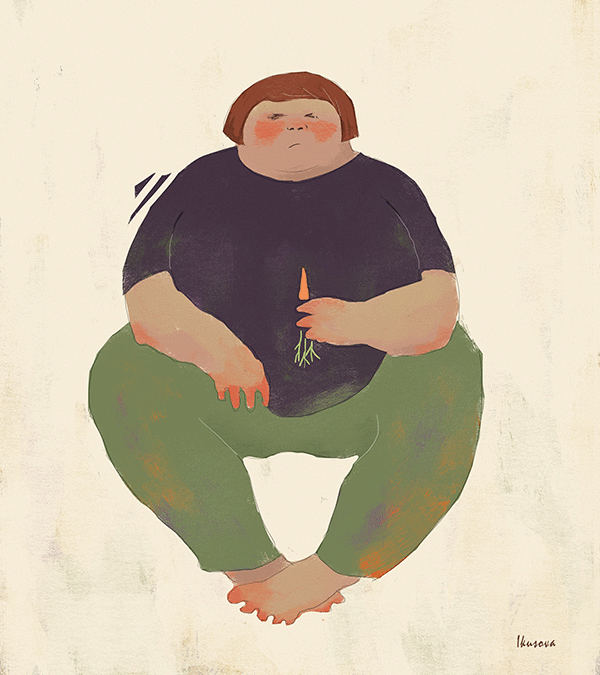 Женщина с морковкой (вращение)