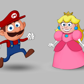 Скетч фан-арт игры Супер Марио