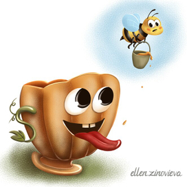 Чашка-тыковка и пчёлка спасающая мёд