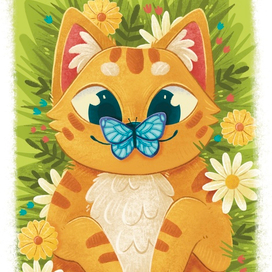 Котик с бабочкой