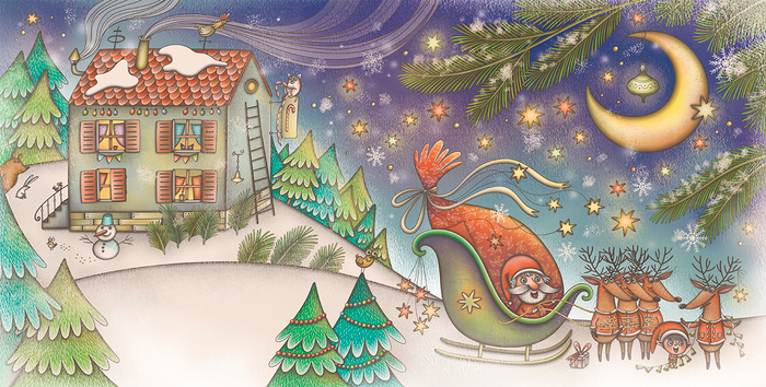 Для книжки "Санта и ленивый олень"