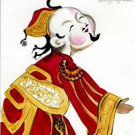 Эскиз куклы к сказке Андерсена "Соловей".Японский посол.