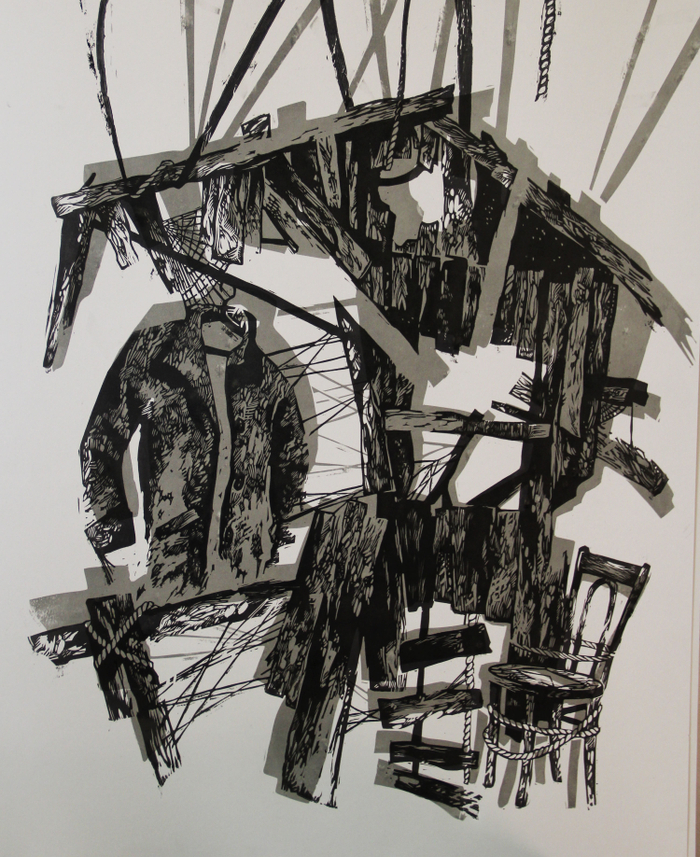 Серия линогравюр "Декорации" лист "Один в доме"