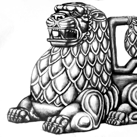 13. "Лев", бумага, карандаш. 2017 г.  #50дней50рисунков