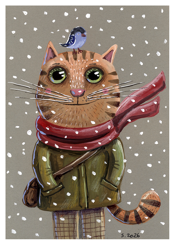 Кот под снегом