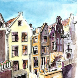 Амстердам. Тёплый вечер, тёплые тени