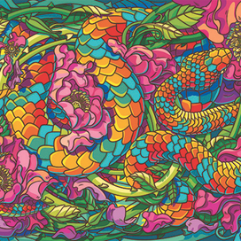 Змея в цветах
