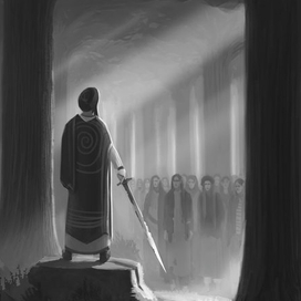 «Великодушная казнь». Эскиз иллюстрации к книге «Дорот — повелитель манухов» из цикла «Лабиринты Ехо.»