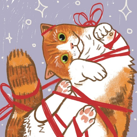 Котик с ленточкой 