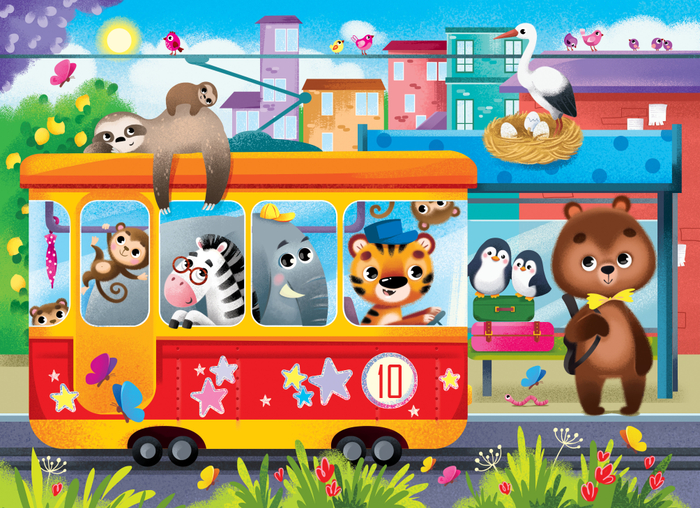 Трамвай. Иллюстрация для пазлов