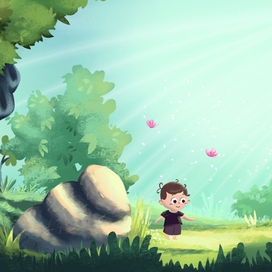 Мальчик в утреннем лесу