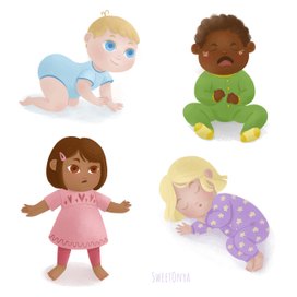 Персонажи для детской книги. Малыши