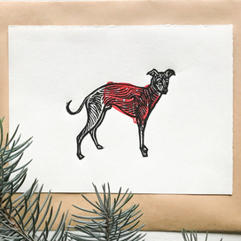  Линогравюра "Левретка" из серии "Год собаки"