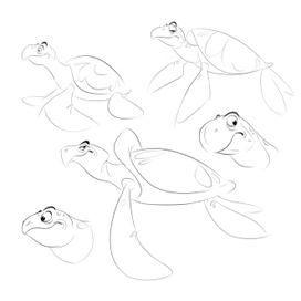 Скетчи - морские черепахи
