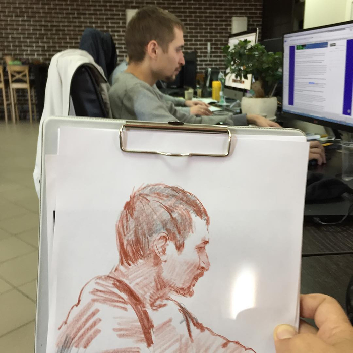 Нарисовал  соседа на работе. Студия Кефир.