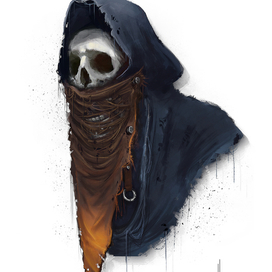 skull in wrecked cloths