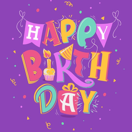 Открытка: Леттеринг Happy Birthday