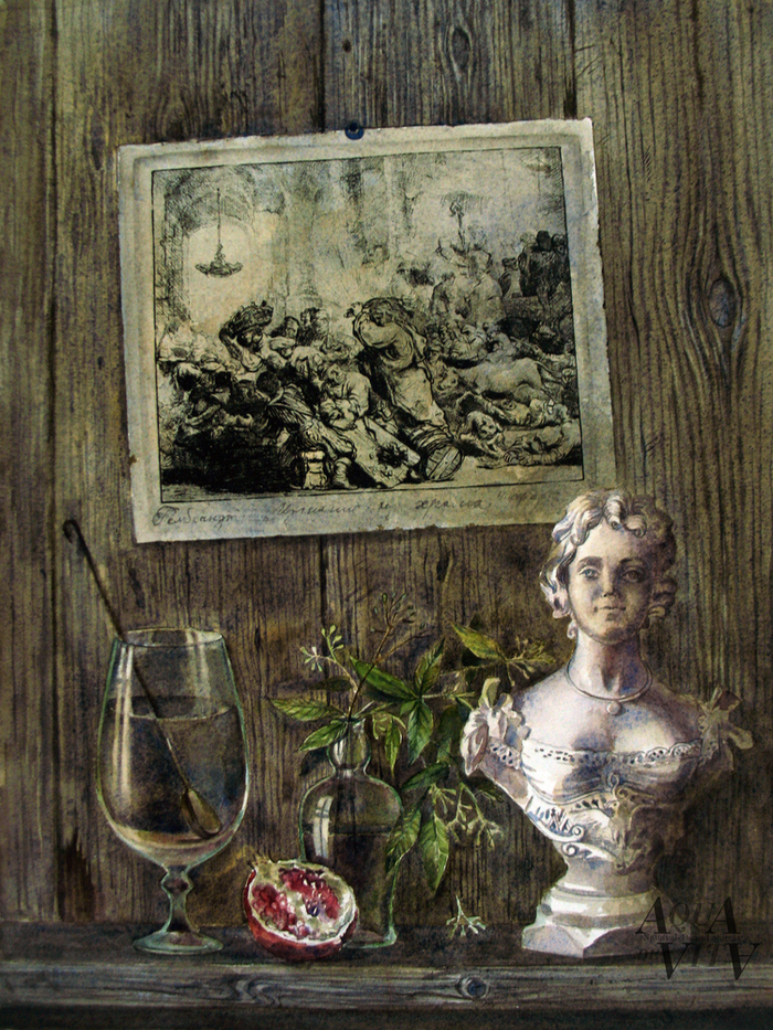 Натюрморт с офортом Рембрандта2