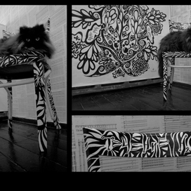 роспись стула и графика на баннерной ткани