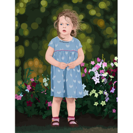 Векторный портрет маленькой девочки.