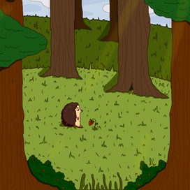 illustration hedgehog in the forest