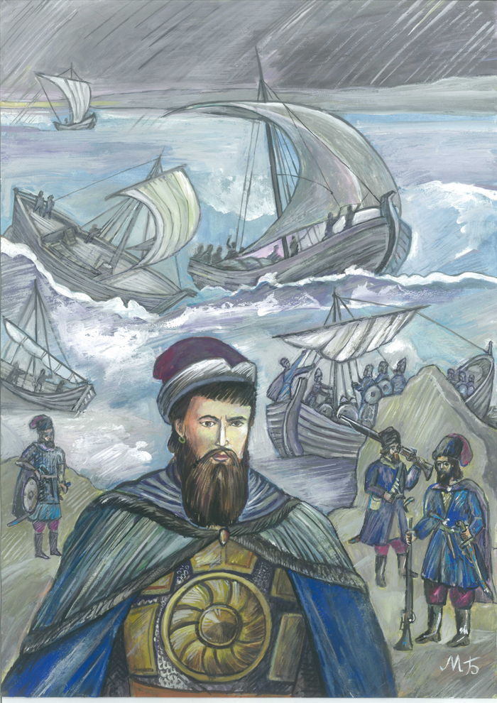  Владимир Васильевич Атласов русский землепроходец, якутский казак.Казачий атаман.Серия Мореплаватели.Формат оригинала А-3.Техника:Бумага,акрил,гуашь, темпера.