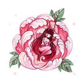 Акварельная иллюстрация с персонажем Mimi 