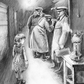Иллюстрация к книге М.Козыревой Девочка перед дверью
