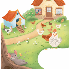 Курочка ряба, иллюстрации для детской книги со сказками