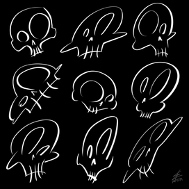 Cartoony Skulls (doodles) \ Стилизованные черепа (набросок)