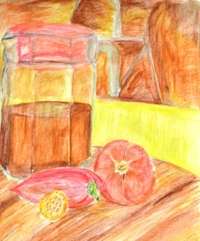 Чай,помидор, перец и печенье