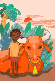 мальчик и водный буйвол