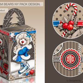 Дизайн новогодней упаковки Cream bears.