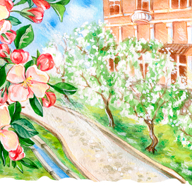 Алматинский двор весной