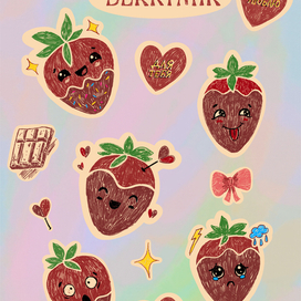 Стикерпак для магазина клубники в шоколаде 