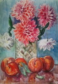 Георгины и персики